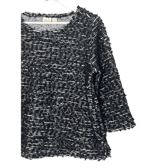 Chico’s Size 1 (M) Black/White Metallic Chunky Knit Pullover | Fall Cozy ✨🖤 - Picture 3 of 11